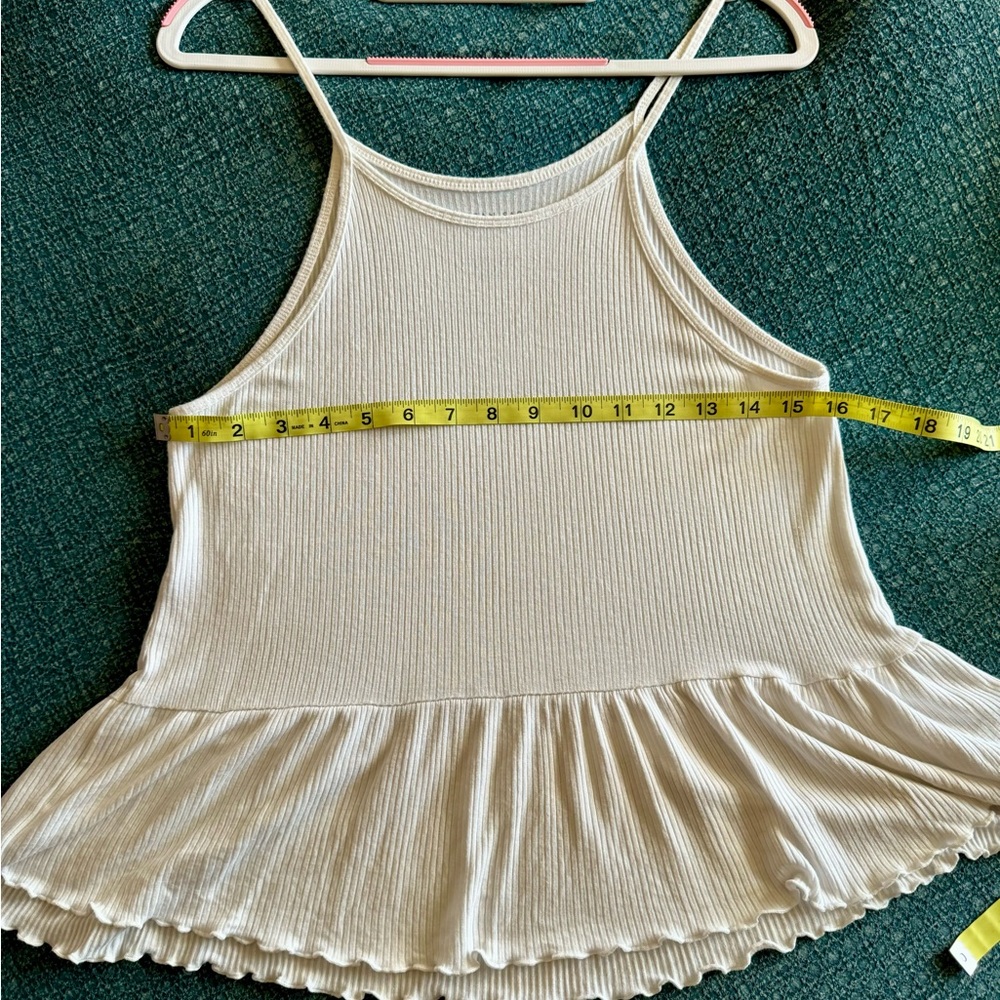 American Eagle, White, XS Ruffle Tank
